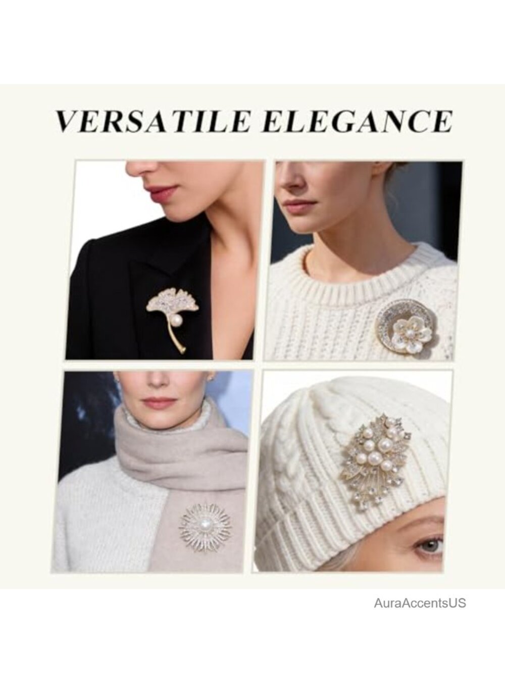 4 Pcs Pearl Brooch Set, Elegant Classic Brooches for Women, Lightweight and - Picture 6 of 6